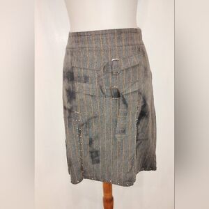 DENNY ROSE PINSTRIPE PUNKED SKIRT